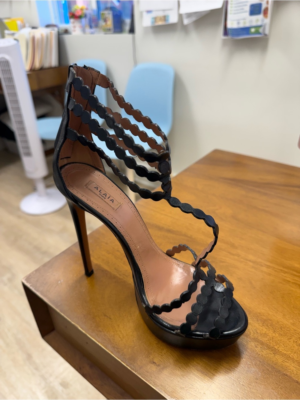 Alaïa Black Scalloped Multi-strap Stiletto Sandal